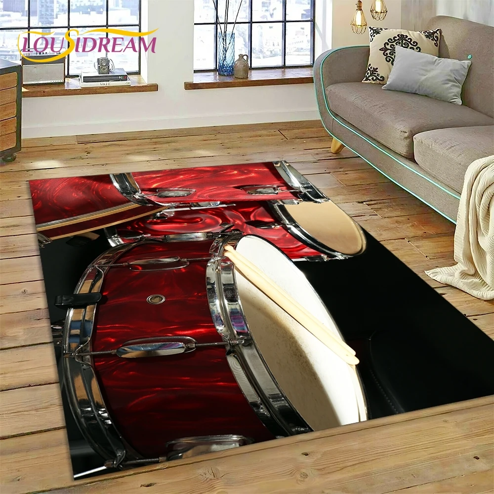 Musical Instrument Online - 3D Schlagzeug-Set Trommelständer-Set Musikinstrumente Teppich für