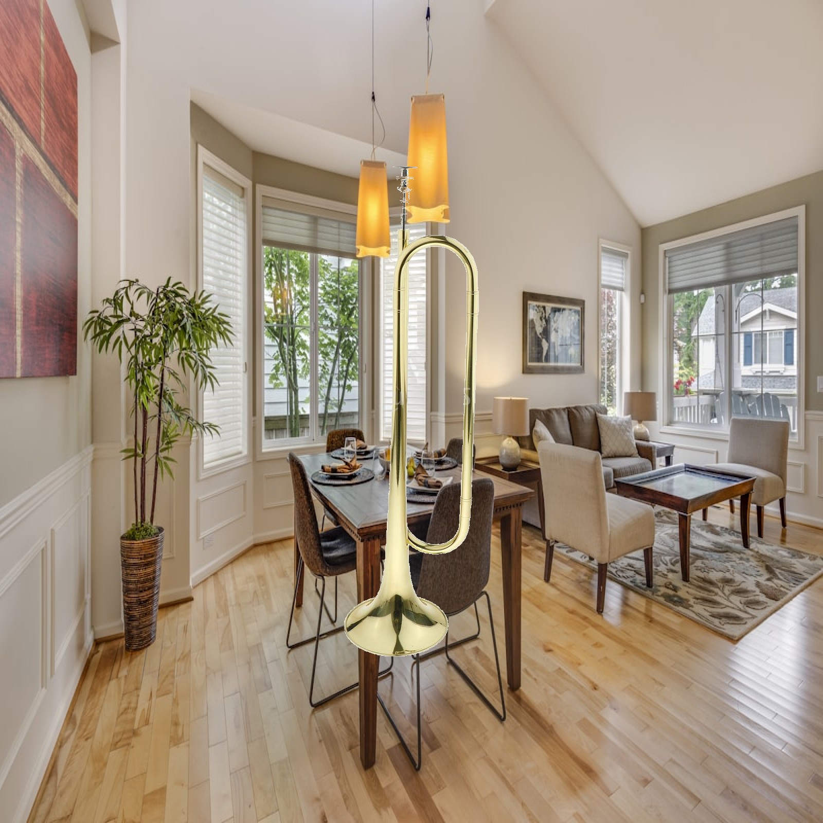 Musical Instrument Long - Kinder-Trompete aus Messing, Goldenes Signalhorn, Langes