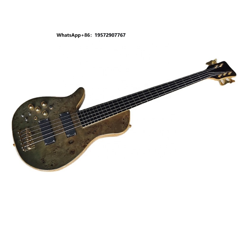 Bass Guitar Fretless - Linkshändige Bassgitarre 5-Saiten Elektrische Bassgitarre