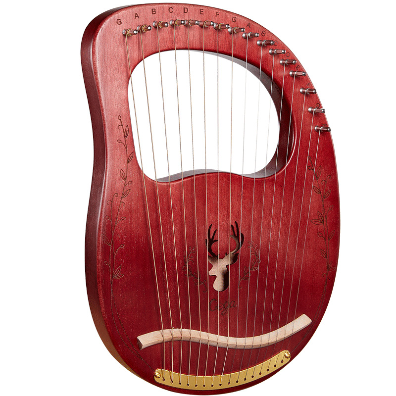 Musical Instrument Names - 16-Saitige Lyra-Harfe aus Mahagoniholz, Saiteninstrument mit