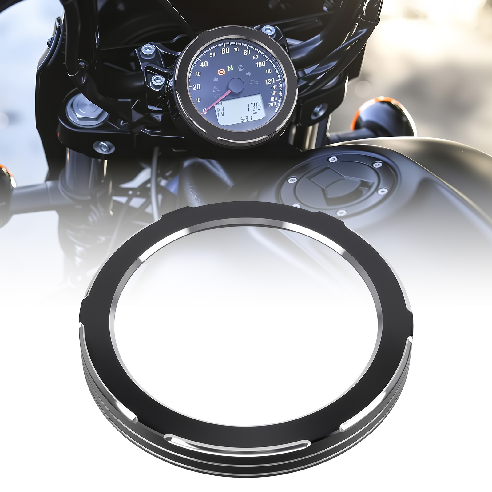 Musical Instrument Of India - Motorrad-Tachometer-Zierringabdeckung Instrumentenblende für Indian Scout 2015-2024,