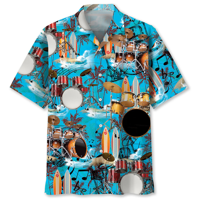 Trommel Muster Hawaiian Shirt  – Musical Instrument Hawaiian Bewertung und Preis