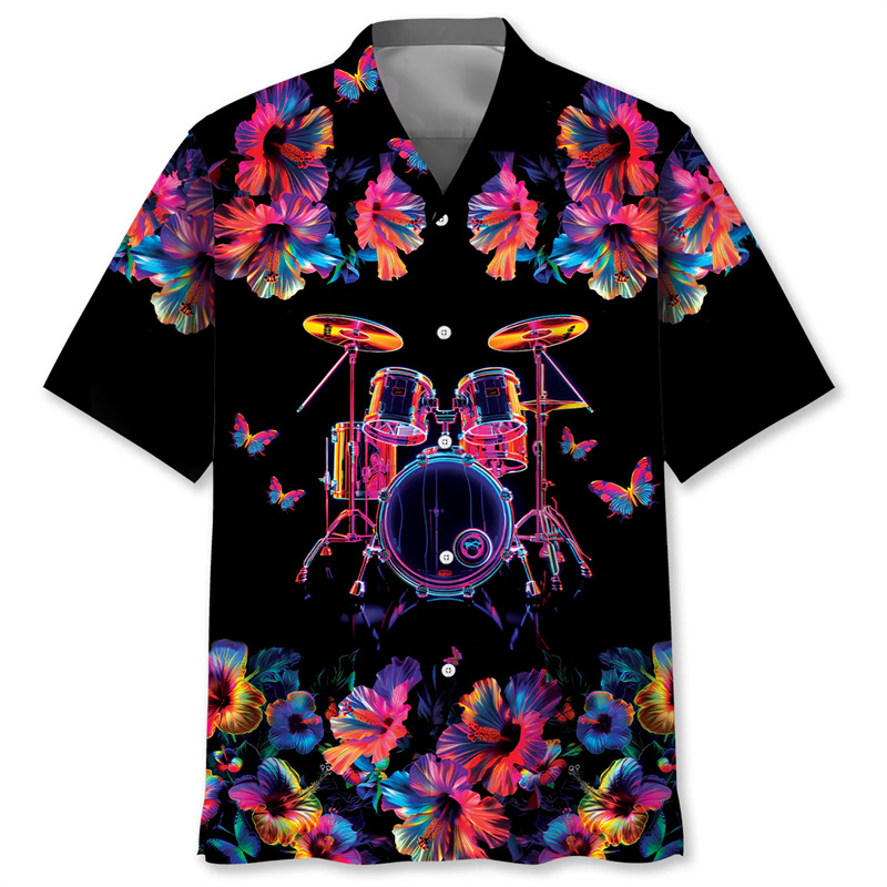 Trommel Muster Hawaiian Shirt  – Musical Instrument Hawaiian Bewertung und Preis